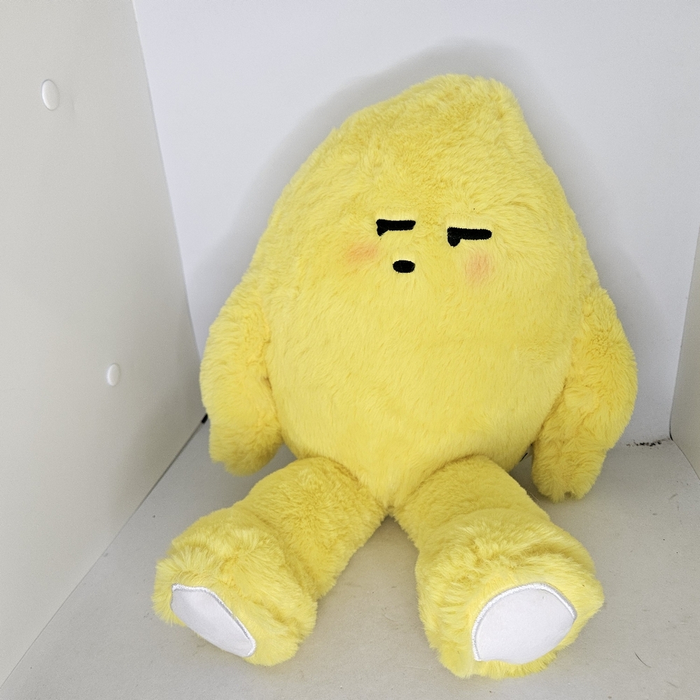 Grumpy Lemo Lemon8 16" Soft Plush Stuffed Animal Used Condition Yellow Cool. 
